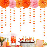 Pink Orange Fall Engagement Party-Decorations Heart-Garland - 52ft