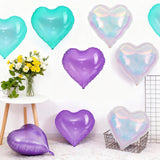 Iridescent Heart Balloons, 18Inch Transparent Heart Foil Balloons