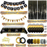 Black & Gold Party Decorations Happy Birthday Banner Balloons