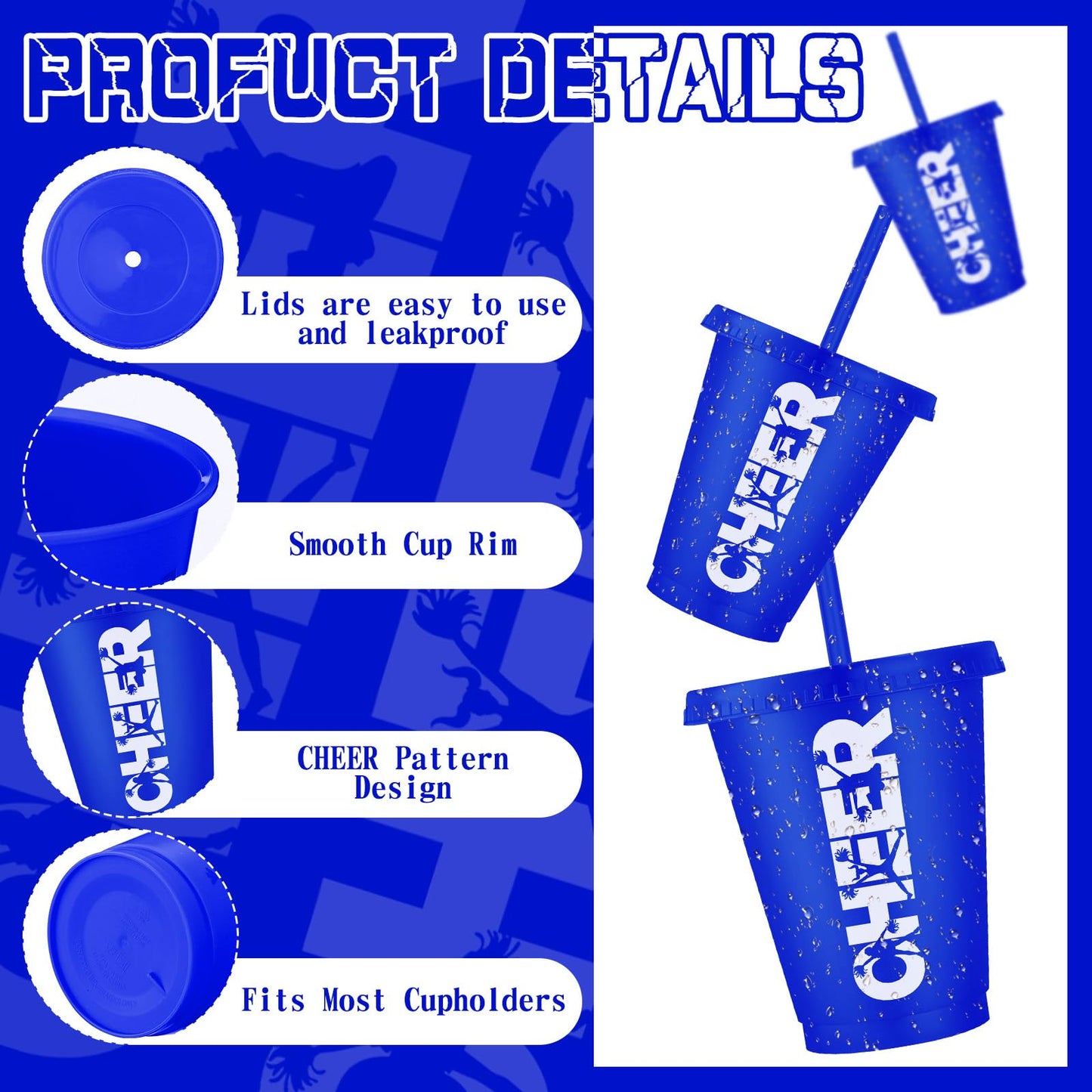 Domensi 20 Pcs Cheer Cup Gift Bulk for Team 16 oz Plastic Ballet Dance