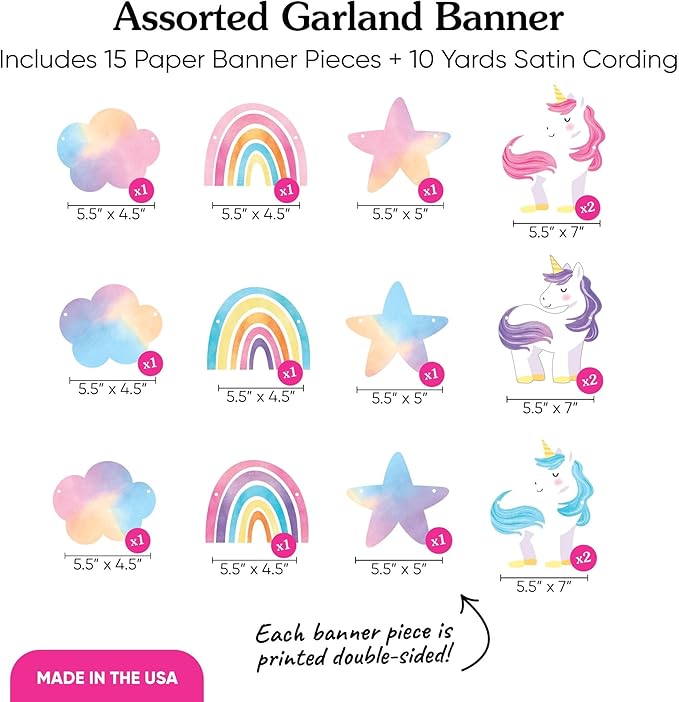 Big Dot of Happiness Unicorn Garland Banner Rainbow Birthday Party