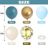 Togvu Dusty Blue Balloon Set, 60 Packs 12 Inches Metallic Chrome Gold