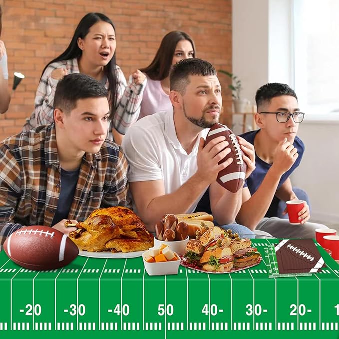 96 PCS Football Party Supplies Plates and Napkins Tableware Set