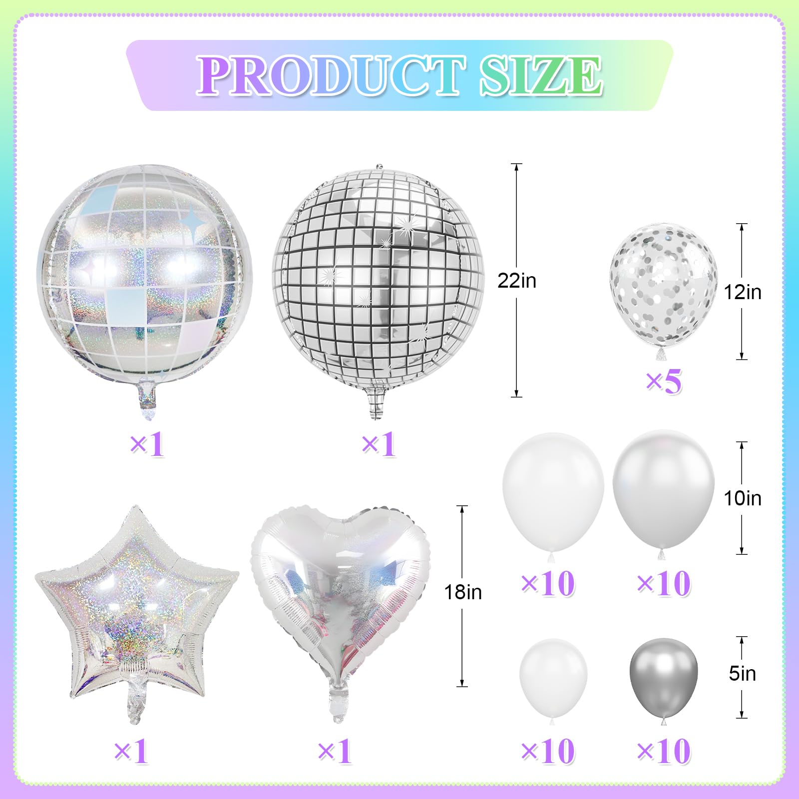 Disco Party Decorations, Iridescent Happy Birthday Star Hanging Banner