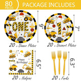 Letromp 80 Pcs Construction 1st Birthday Decorations Dump Truck One