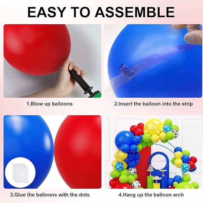 YMSZ Cow Print Balloons Arch Kit, 134pcs Red Blue Yellow Green