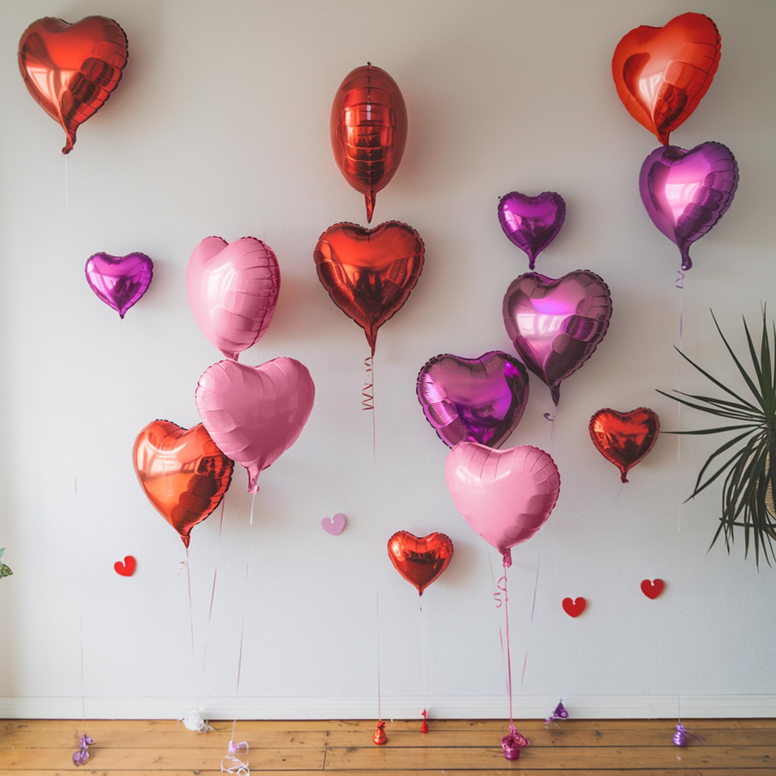 Red Pink Heart Balloons, 19PCS Light Pink Heart Shape Balloon, 18Inch