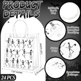 24 Pcs Halloween Clear Gift Bags Skeleton Plastic Bags with Handles