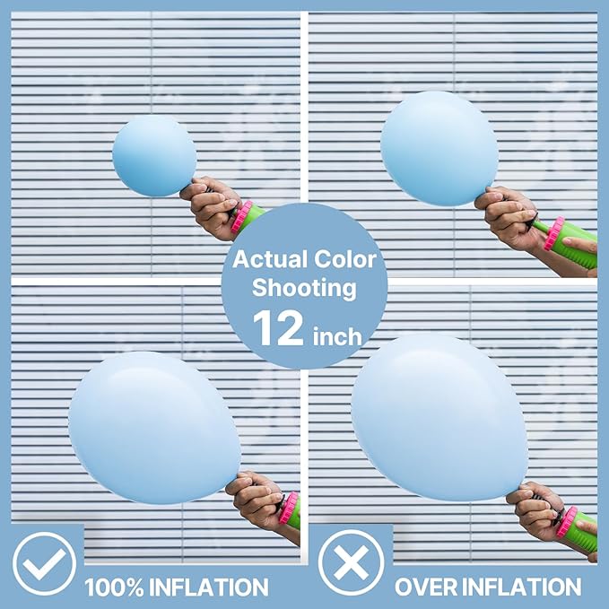 PartyWoo Baby Blue Balloons 100 pcs Different Sizes of 36 18 12 10 5