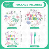 96Pcs Dinosaur Unicorn Birthday Party Decorations Dinosaur Unicorn