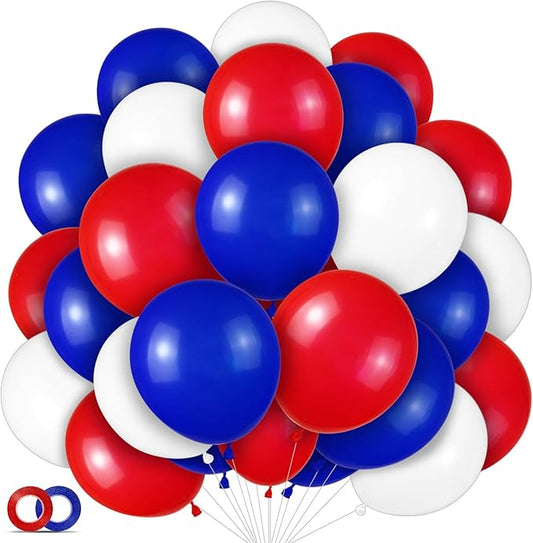 Red White and Blue Latex Balloons 100 Pack for 4th of July