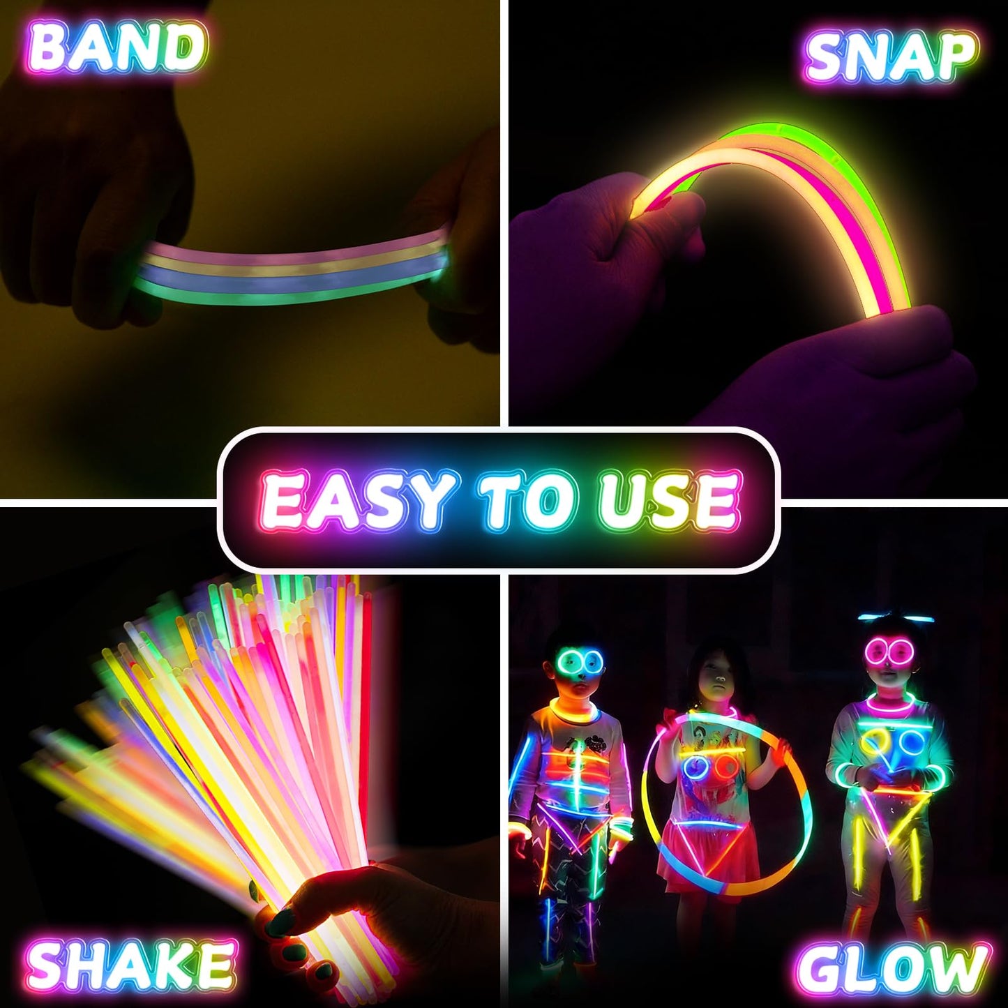 SHQDD 500 Glow Sticks Bulk Party Pack, 8” Neon Glow Sticks, DIY