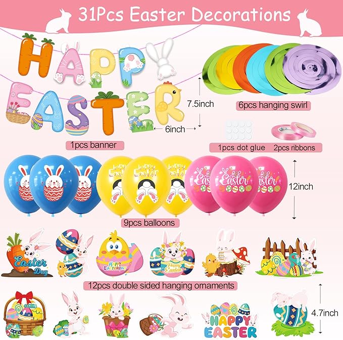 Easter Decorations for Home with Happy Easter Banner Easter Decor