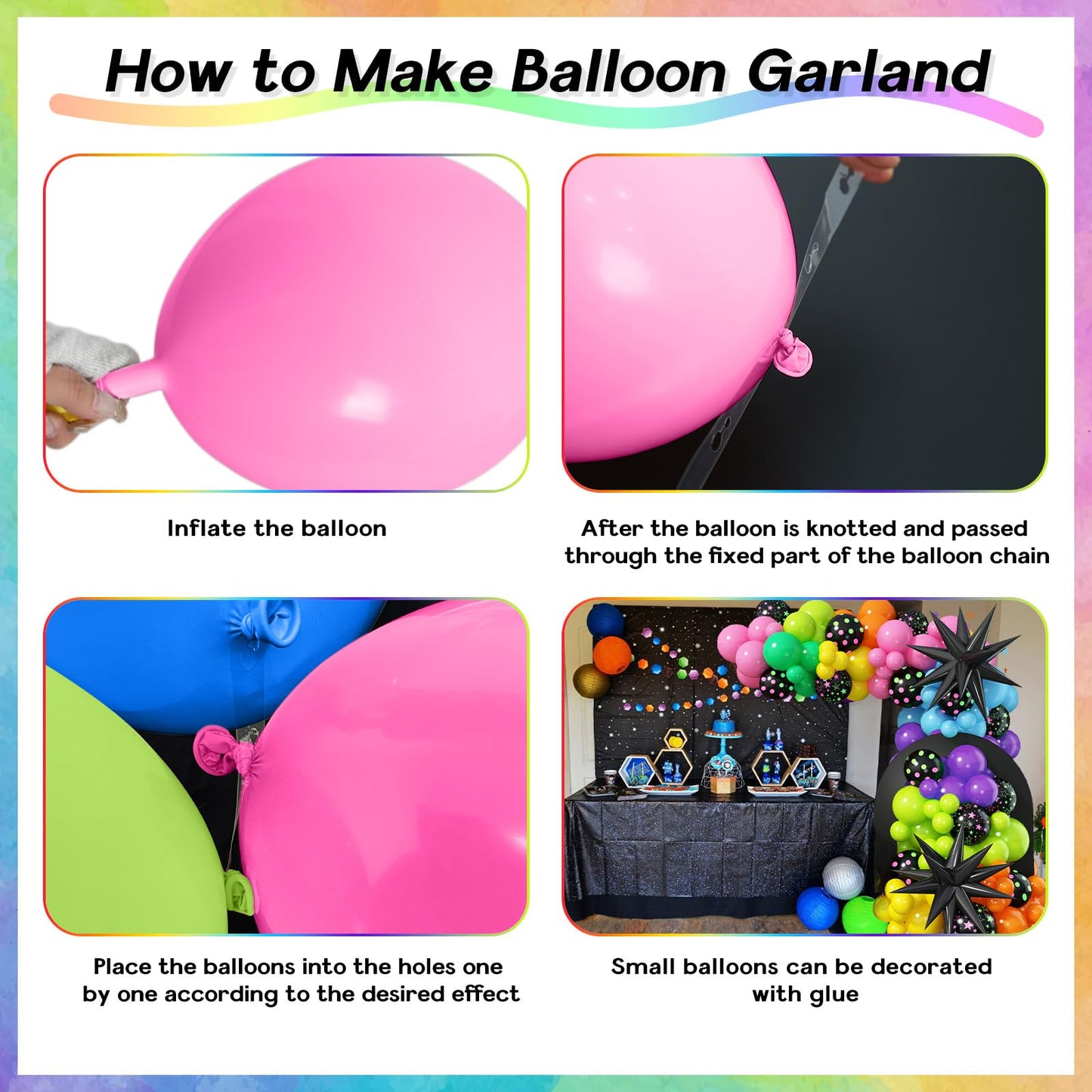 Rainbow Balloon Arch Garland Kit, 137pcs Colorful Balloons whit