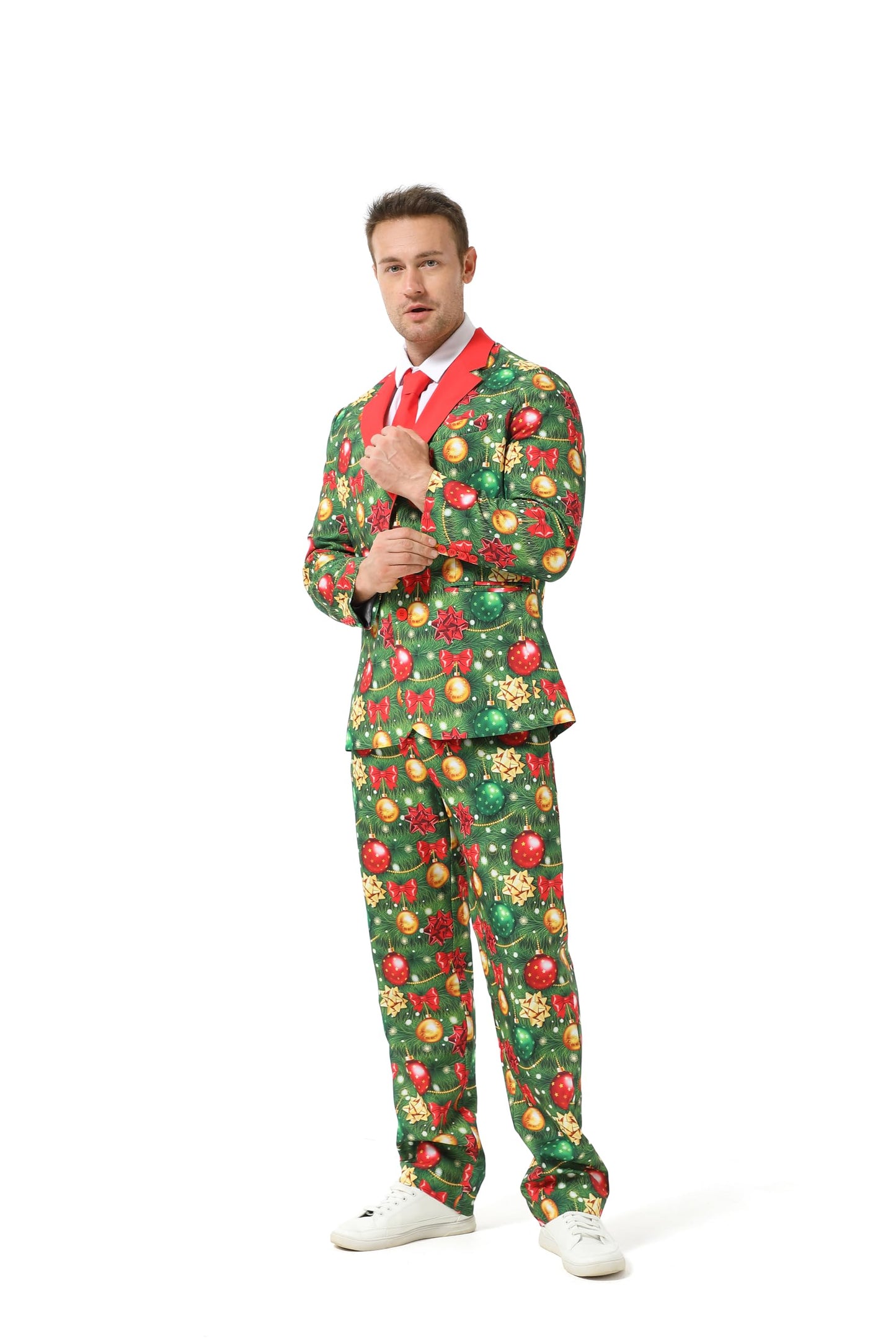 Men's Christmas Party Suit Funny Costume Novelty Xmas Jacket Trousers