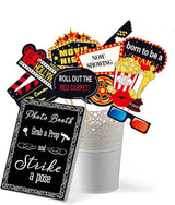 34pcs Hollywood Themed Movie Night Party Photo Booth Props Hollywood