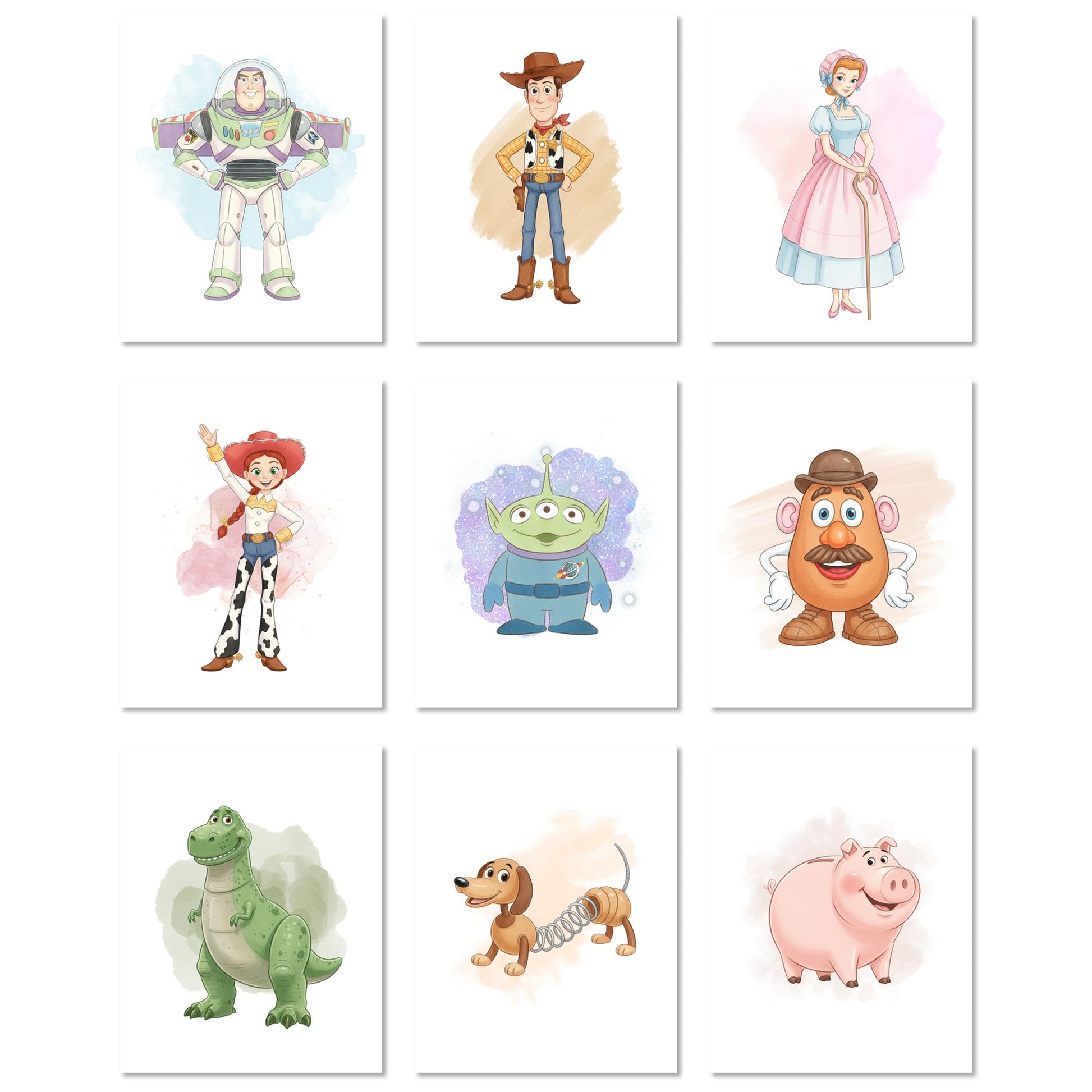 9 Pack Toy Story Nursery Decor, Buzz Lightyear Wall Art, Woody Cowboy