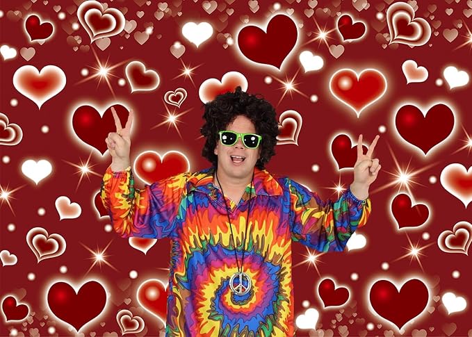 Red Heart Party Backdrop 8x6FT Valentine's Day Photography