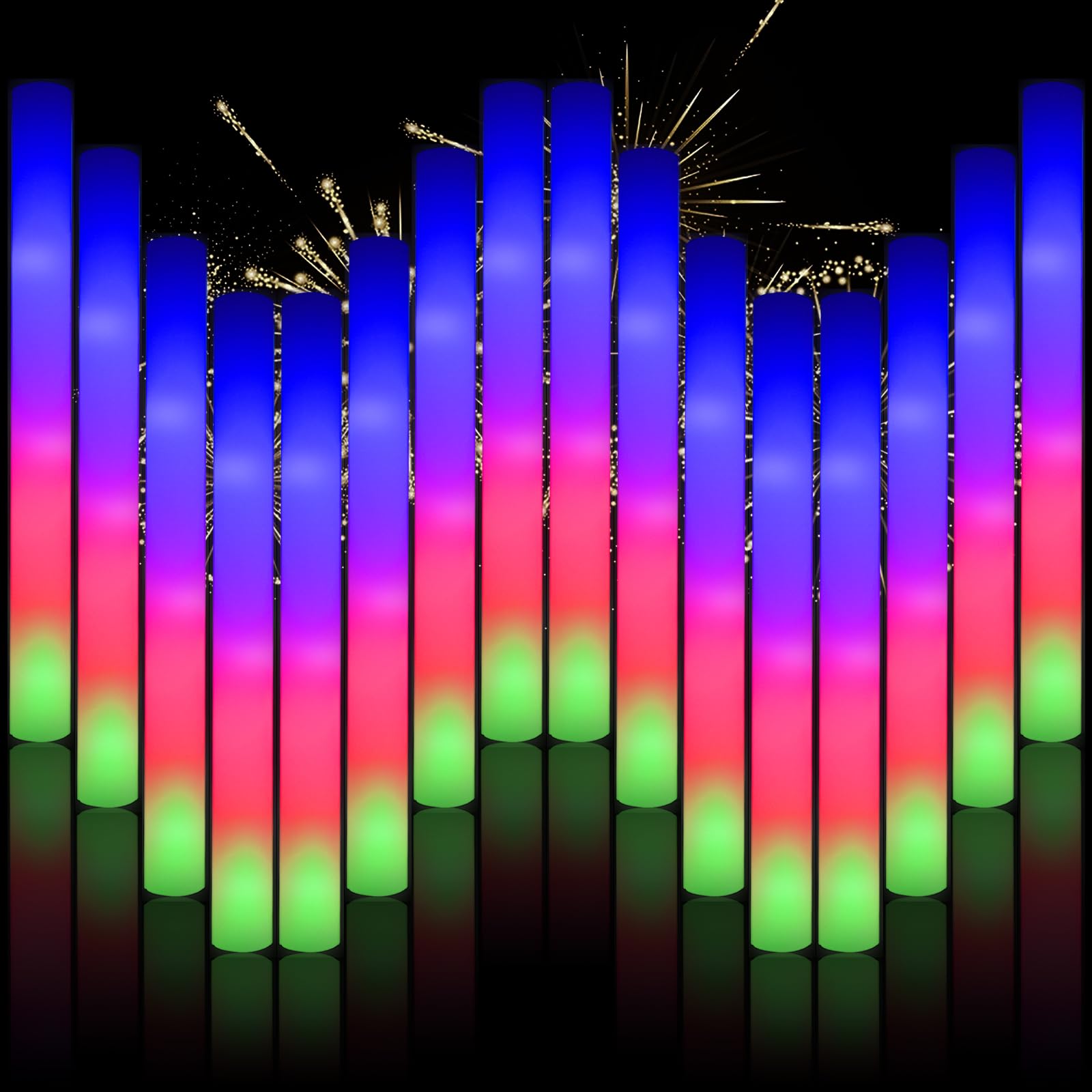 Blu7ive 30pcs Foam Light up Sticks Bulk, Glow in the Dark Party