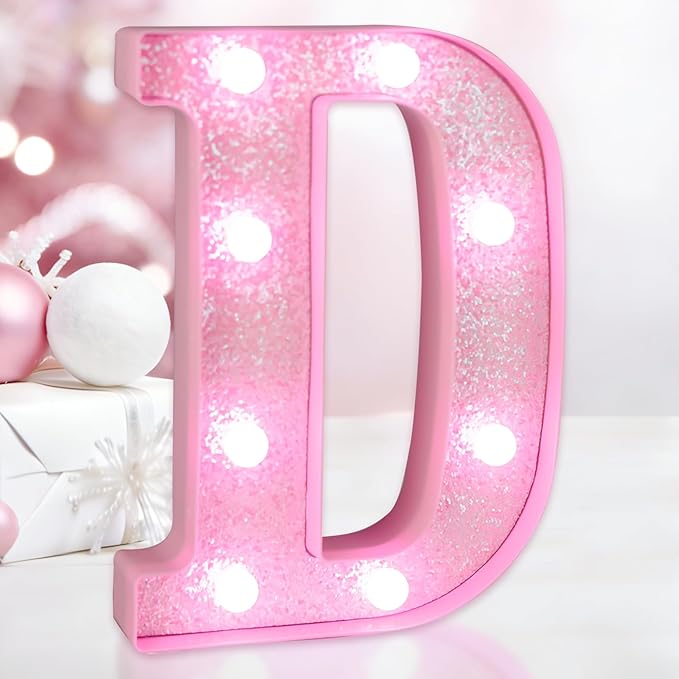 Pink Light Up Letters, LED Marquee Letters for Table, Small Glitter #2