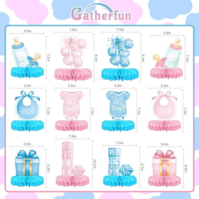 Gender Reveal Decoration Set Includes Baby Reveal Table Decorations