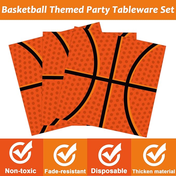 98 Pieces Basketball Party Decorations Basketball Tableware Set