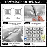 Silver Square Balloon Wall Square Foil Balloons Wall Backdrop 25 Pcs