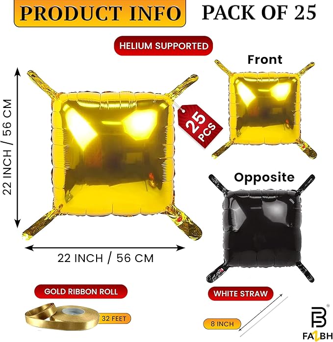 XtraLarge Black and Gold Balloon Wall Backdrop 22 Inch Pack of 25