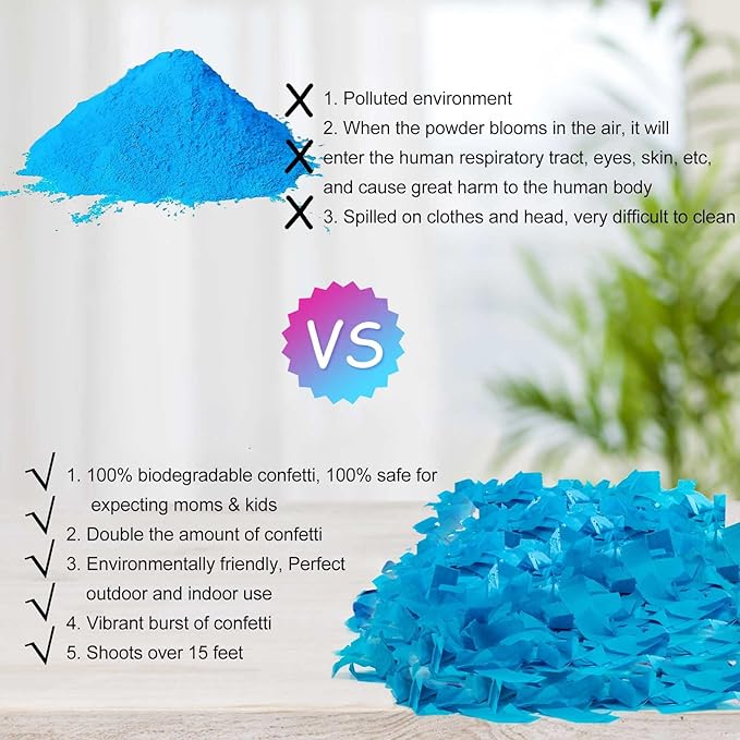 Premium Gender Reveal Confetti Cannon Set of 4 Mixed 2 Blue 2 Pink