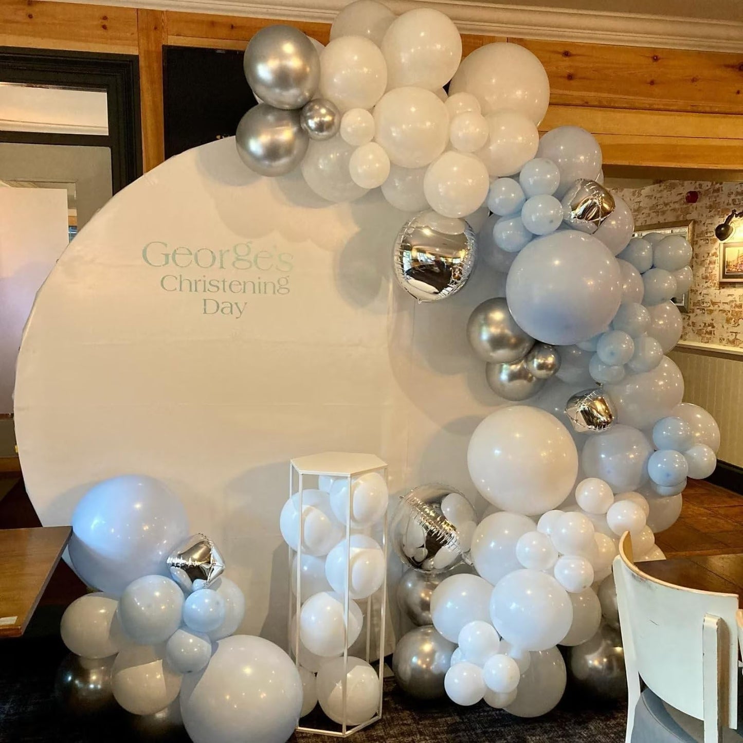 Blue and White Balloon Arch Kit, 100pcs Light Blue White Balloon