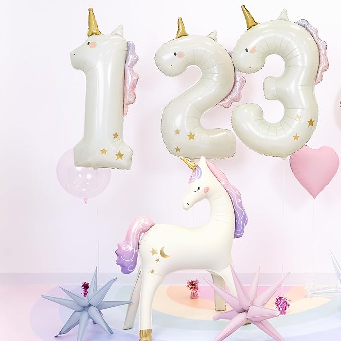 Unicorn Number 1 Balloon PartyDeco 36.5 Inch Holographic Foil 1st