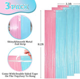 Voircoloria 3 Pack 3.3 x 8.2 ft Pastel Blue and Pink Foil Fringe
