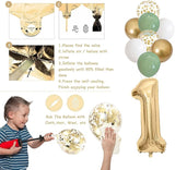 1st Birthday Decorations for Boys Girls Sage Green White Gold