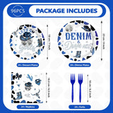 96Pcs Denim and Diamonds Party Decorations Blue Western Disco Cowgirls