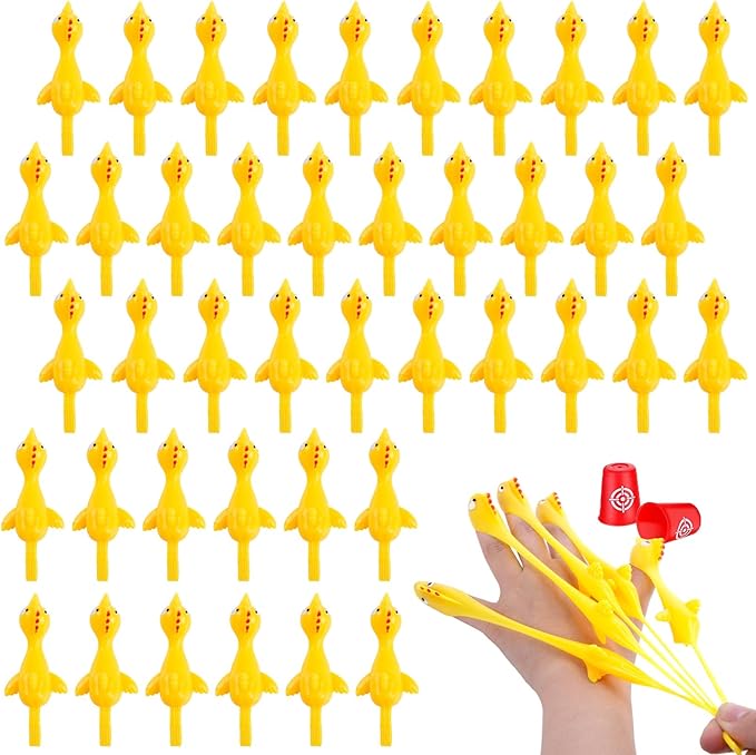POPLAY 42PCS Flying Chicken Slingshot, Easter Party Favors Treasure