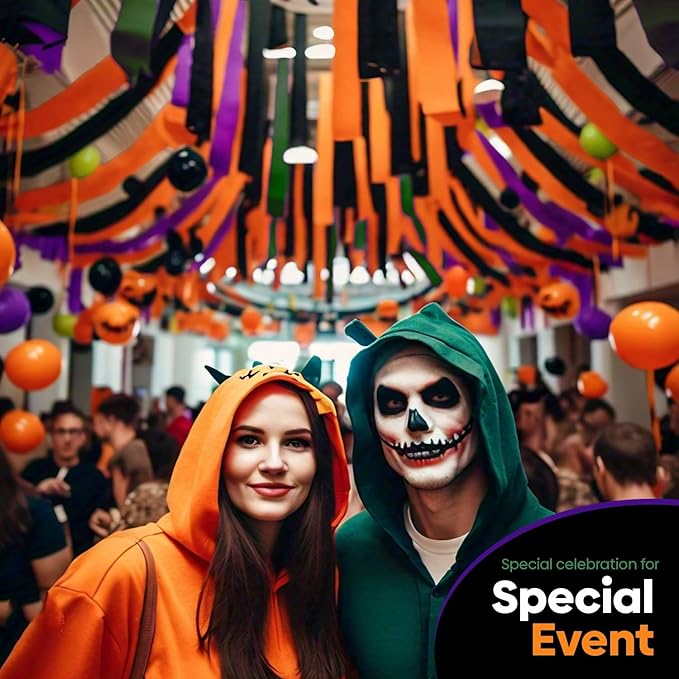 Captain Décor 8 Halloween Streamers, 656ft Pack of 8 Crepe Paper