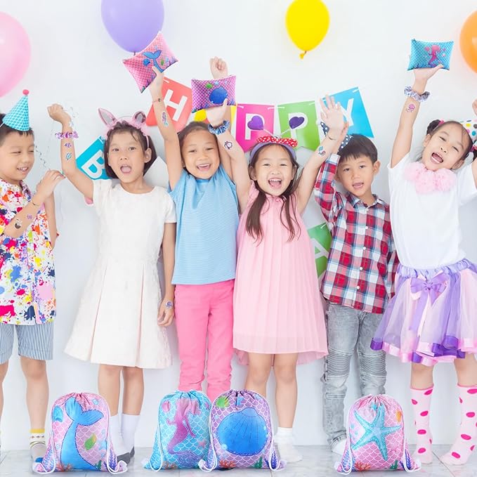 49 Pcs Mermaid Party Favors for Kids Including 12 Mermaid Drawstring