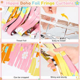95 Pcs Hippie Boho Party Decorations Set Two Groovy Foil Fringe