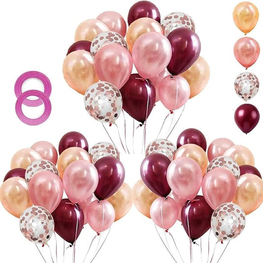 OuMuaMua Rose Gold Balloons Burgundy Balloons Kit, 62Pcs Burgundy
