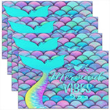 Mermaid Place Mats, Fish Scales Wipeable Placemats for Indoor Outdoor