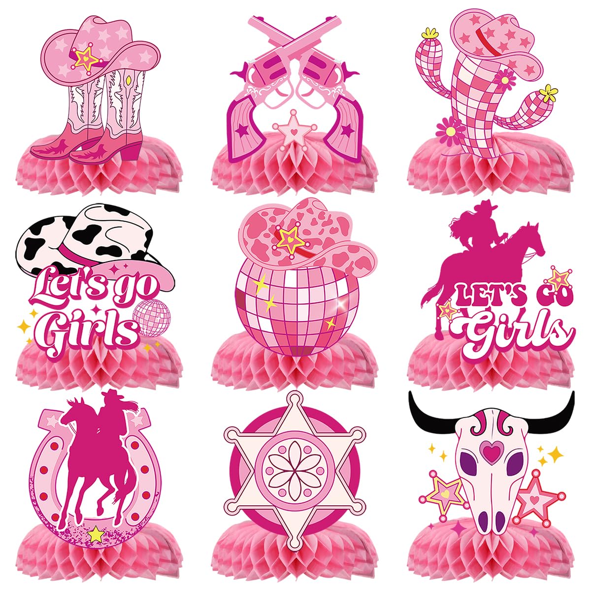 Disco Cowgirl Centerpiece for Tables - 9PCS Disco Cowgirl Party