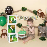 First Birthday Decorations for Boy ONE Balloon Boxes with Green and