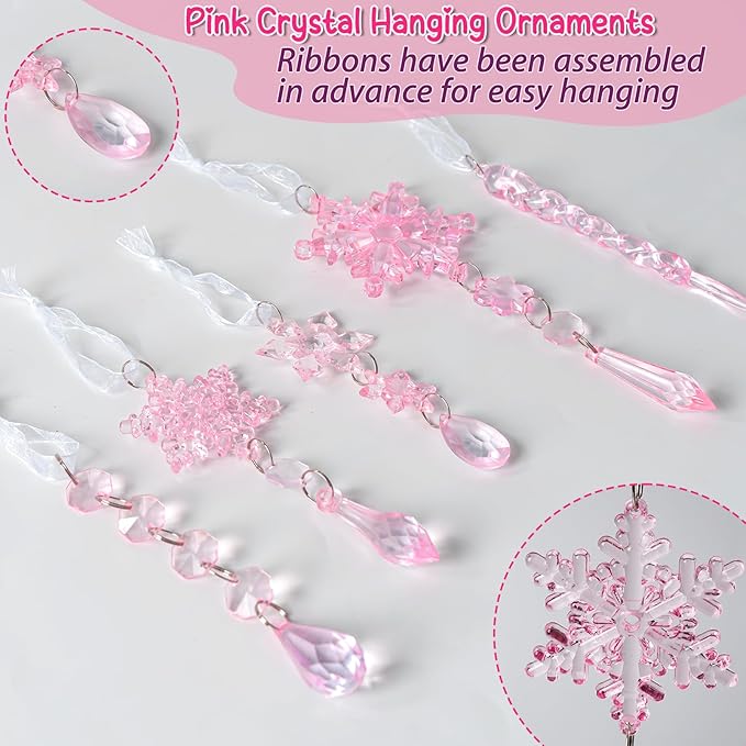 18pcs Crystal Christmas Ornaments for Christmas Tree Decorations-Light