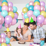 HILAVO Pastel Balloons 60 Pcs Metallic Pink Purple Teal Blue Yellow
