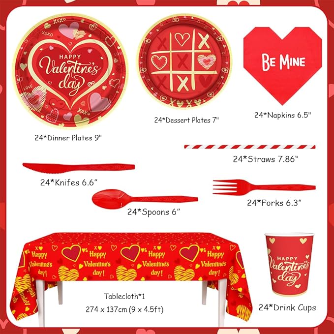 Valentine's Day Party Supplies Red Heart Love