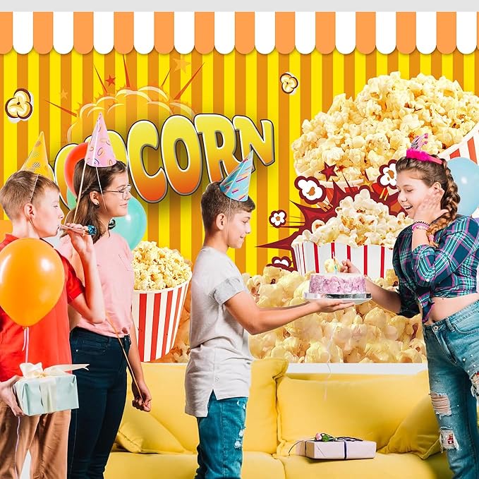 Popcorn Backdrop for Party Photography Movie Night Circus Carnival
