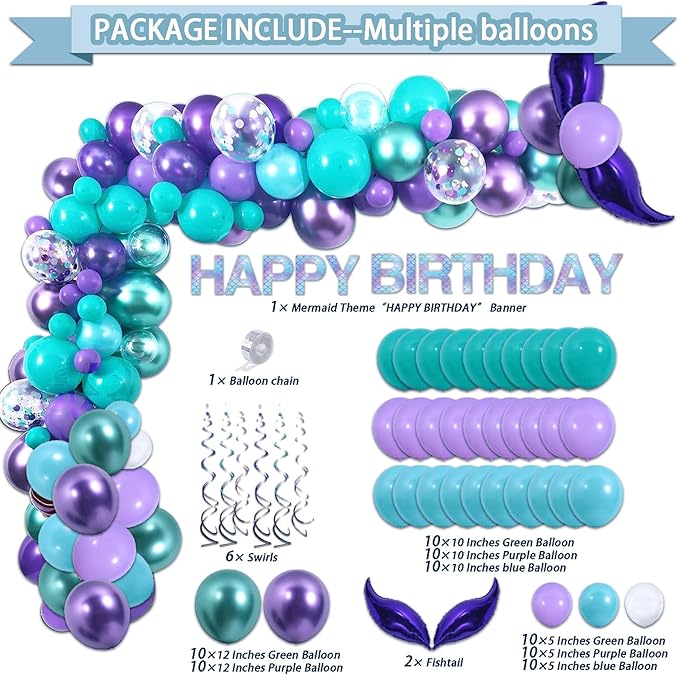 299 Pcs Mermaid Birthday Decorations Mermaid Party Decorations Kit