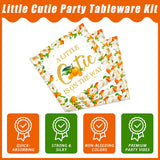 Kepeel 96 Pcs Little Cutie Baby Shower Party Plates and Napkins Set, A