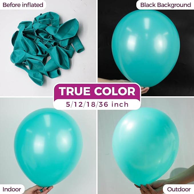 Bezente Teal Giant Balloons 36 Inch - 8 Pack Jumbo Teal Balloons