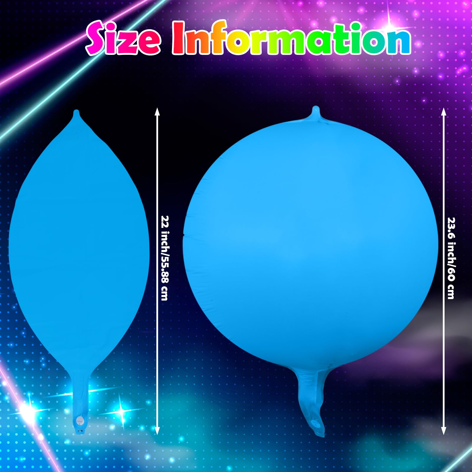 Vertintong 12 Pcs Round Glow in The Dark Neon Balloons Foil Birthday